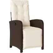 vidaXL Fauteuil de jardin avec repose-pieds Réglable Marron Poly Rattan