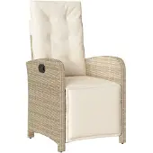 vidaXL Fauteuil de jardin avec repose-pieds Réglable Beige Poly Rattan