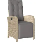 vidaXL Fauteuil de jardin avec repose-pieds Réglable Mélange de beige Poly rotin