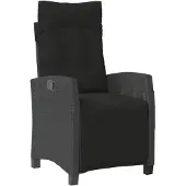 vidaXL Fauteuil de jardin avec repose-pieds Réglable noir Poly rotin