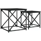 vidaXL Tables gigognes 2 pcs. noir bois composite