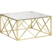 vidaXL Table basse Golden acier inoxydable et verre trempé