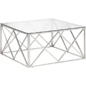 vidaXL Table basse argentée Acier inoxydable et verre trempé