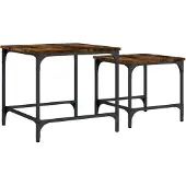 DKD Home Decor Tables de salon 2 pcs. Chêne fumé Matériau dérivé du bois