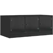vidaXL Table basse avec portes en verre noir 102x50x42 cm