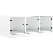 vidaXL Table basse avec portes en verre blanc 102x50x42 cm