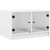 vidaXL Table basse avec portes en verre blanc 68x50x42 cm