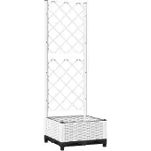vidaXL Jardinière avec treillis Blanc 40x40x121,5 cm PP