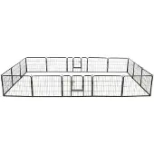 vidaXL Parc pour chiens 16 panneaux acier 60x80 cm noir