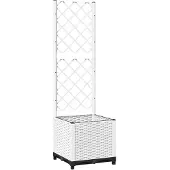 vidaXL Jardinière avec treillis Blanc 40x40x136 cm PP