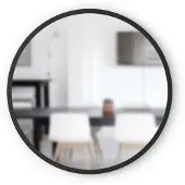 Umbra Hub Miroir mural rond avec cadre en caoutchouc, style moderne pour salle de bain, entre, salon et plus encore, 61 cm, noir
