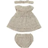 Miniland Knitted Outfit Dress&headband Clothing Set 32 Cm Beige