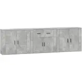 vidaXL Sideboards 3 pcs. Gris béton Bois composite