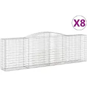 vidaXL Gabions avec arc surélevé 8 pcs. 400x50x120/140cm Fer galvanisé