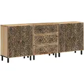 vidaXL Armoires d'appoint 3 pcs. 60x33x75 cm bois massif mangue