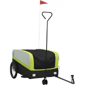 vidaXL Remorque vélo noir et vert 45 kg Fer