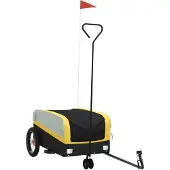 vidaXL Remorque vélo noir et jaune 30 kg de fer