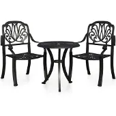 vidaXL Ensemble Bistro 3 pièces fonte d'aluminium noir