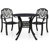 vidaXL Ensemble Bistro 3 pièces fonte d'aluminium noir