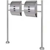vidaXL Double boîte à lettre sur support en acier inoxydable