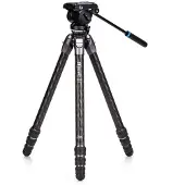 Benro Tortoise Carbon Trépied avec tête vidéo S4PRO, base de nivellement 34C
