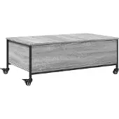 vidaXL Table basse à roulettes Gris Sonoma 91x55x34 cm Bois composite
