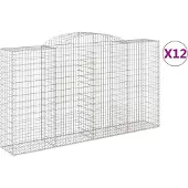 vidaXL Paniers à gabions arqués 12 pcs 300x50x160/180 cm fer galvanisé