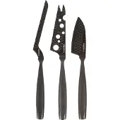 Boska Set de couteaux à fromage Monaco+ Black - 3 pièces - avec housse en cuir - acier inoxydable - Extra anti-adhésif