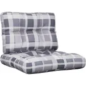 vidaXL Coussins de palette lot de 2 motif à carreaux gris tissu
