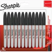 Sharpie Marqueurs permanents , pointe fine, noir, paquet de 12