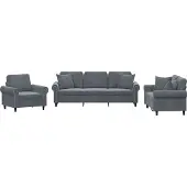vidaXL Ensemble de canapés 3 pièces avec coussins gris foncé velours
