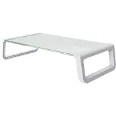Trust Monta Support de Moniteur, Support Écran PC en Verre Trempé Réhausseur d'Écran Ergonomique - Blanc