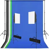 vidaXL Kit de studio photo avec boîte à lumière et toiles de fond