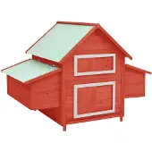 vidaXL Poulailler Rouge et Blanc 150x96x110 cm Sapin massif