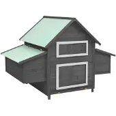 vidaXL Poulailler Gris et blanc 150x96x110 cm Sapin massif