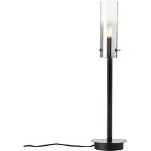 Brilliant Lampe Glasini, lampe de table 44 cm, noir mat/verre fumé, aluminium noir, 1 x C35, E14, 25 W