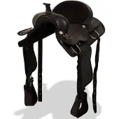 vidaXL Selle western, licol & plastron cuir véritable 17" noir