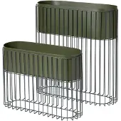 Broste Copenhagen Jardinière Fenja sur standard vert lot de 2 pièces