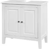SoBuy Meuble sous lavabo Meuble de salle de bain avec 2 portes grand espace de rangement évidement pour siphon Meuble sous lavabo pour WC Salle de bain FRG202-W