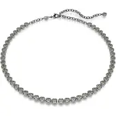 Swarovski Collier Imber Tennis, Taille Ronde, Gris, Métal Plaqué Ruthénium