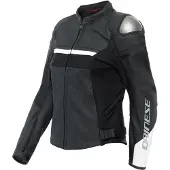 Dainese Rapida Femme Veste en cuir (IT46) Noir/Blanc 40