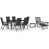 vidaXL ensemble de jardin 10 pièces noir et anthracite