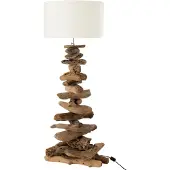 Jline Lampe + abat-jour bois flotte naturel/blanc medium