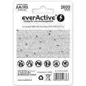 EverActive PROFESSIONAL LINE R6/AA, Batterie rechargeable Ni-MH 2600 mAh, 4 pièces