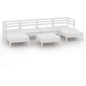 vidaXL 7-tlg. Set de salon de jardin Weiß Massivholz Kiefer