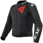 Dainese Sportiva, veste en cuir ,Noir Mat/Noir Mat ,50