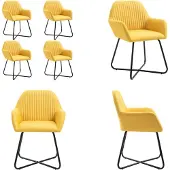 vidaXL Chaises à manger lot de 4 jaune tissu