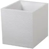 Eda Pot de Plante Carré en Plastique Graphite Blanc - 39 x 39 x 43 cm