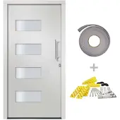 vidaXL Porte d'entrée aluminium et PVC blanc 100x200 cm