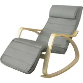 SoBuy Fauteuil à Bascule avec Repose-Pieds Réglable, Gris